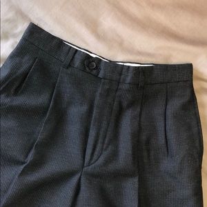 Pleated Charcoal Check Dress Pant